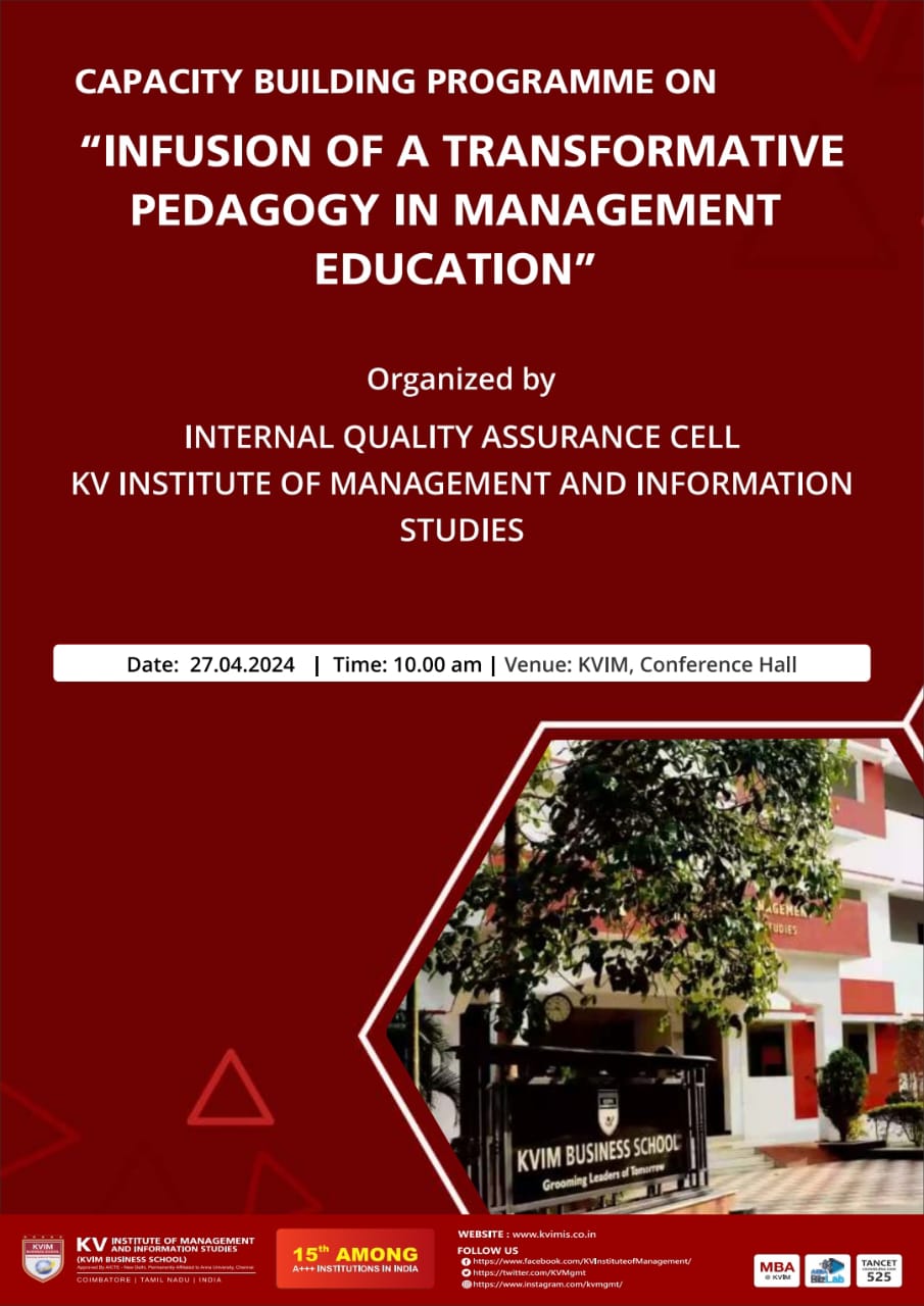 Capacity Building Programme on " Infusion Transformative Pedagogy in Management Education"