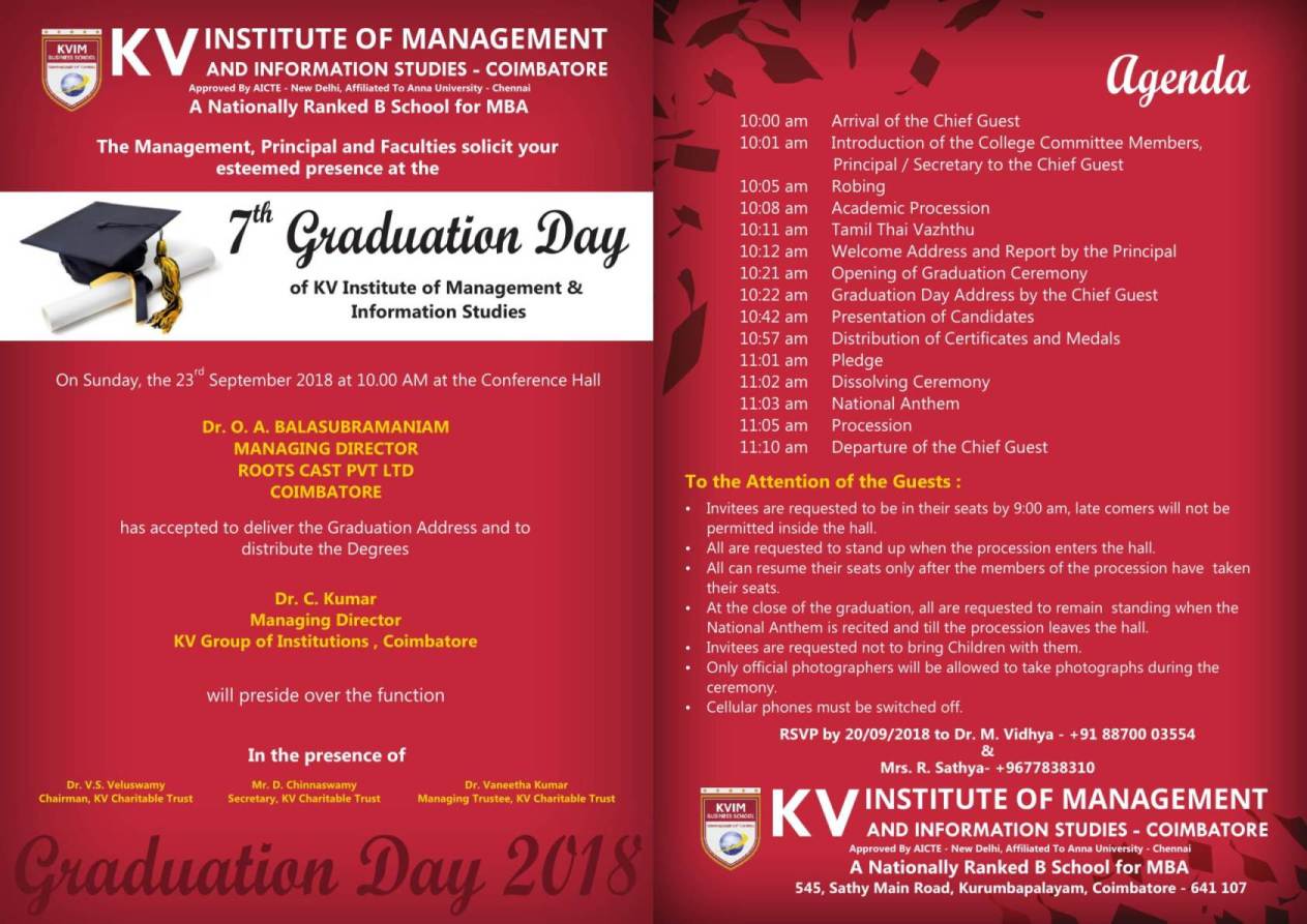 KVIMIS Graduation Day - B School, Coimbatore