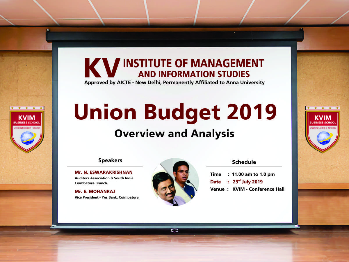 KVIMIS Union Budget Overview- B School, Coimbatore