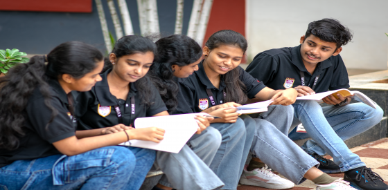 A group of students discussing courses after 12th commerce with high salary
